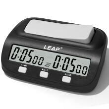 LEAP Digital Chess Clocks Timer with Bonus & Delay Countdown Function for 2-Player Board Games - Black