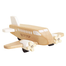 Le Toy Van - Wooden Toy Plane | Timeless Childs Play Toy with Spinning Propellers - Suitable for Ages 3+ years, Natural Wood, White