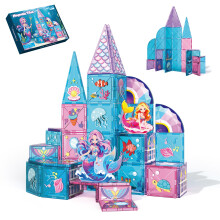 Mermaid Magnetic Tiles Building Set, 51PCS Magnetic Construction Toy for