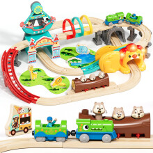 Lehoo Castle Electric Wooden Train Set Dinosaur Toys for Boys Age 3+