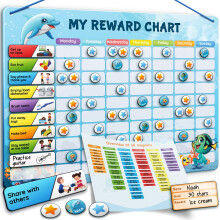 LIKARTO Magnetic Reward Chart for Children, 280 Magnets, Blue