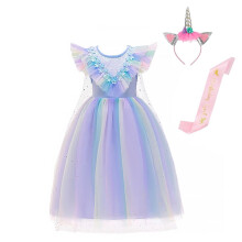 Lito Angels Unicorn Birthday Party Princess Costume Rainbow Fancy Dress Up with Headband for Little Kids Girls