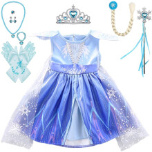 Lito Angels Ice Princess Snow Queen Costume Party Fancy Dress Up with Cape and Accessories for Baby and Kids Girls, Blue 267