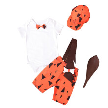 Lito Angels Flintstone Pebbles Costume Suspender Suit Fancy Dress Up Set with Hat and Bat for Baby Boys