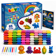 Air Dry Modelling Clay for Kids - 65 Colours Ultra Light Clay Kit, Air Drying Clay with 8 Tools & Booklet, Non-Toxic DIY Craft Set for Boys & Girls