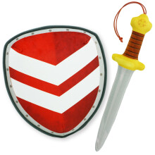 Little Knights Sword and Shield Playset - Safe Plush Soft Pretend Play Weapons - Gifts for Toddlers Kids - Red Defender