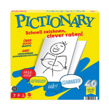 Mattel Games Pictionary Family Board Game for Kids, Adults and Game Nights for 2 Teams with Erasable Pens, Painting Boards and Hourglass JDX99