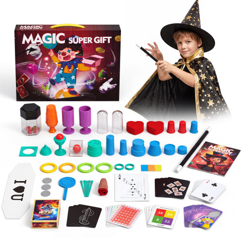 Magic Kit for Kids, 30 Magic Tricks Set with Magician Cape&Hat