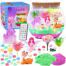 Modojuny Fairy Garden Light Up Terrarium Kits for Kids - DIY Craft Kit with LED for Girls Ages 4-12 | Stem & Art Gift for Kids