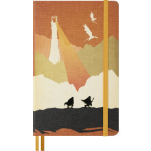 Moleskine The Lord of the Rings Plain Notebook, Hard Canvas Cover with Elastic Closure, Themed Bookmarks and Stickers, Frodo and Sam