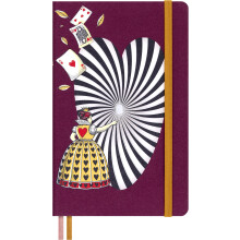 Moleskine Alice's Adventures in Wonderland Plain Notebook, Fabric Hard Cover with Elastic Closure, Themed Bookmarks and Stickers, Queen of Hearts