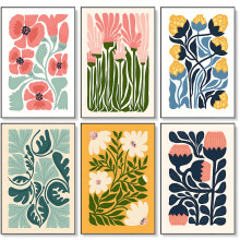 6 Pack Paint by Numbers for Adults, Easy Flower Design, 8x12 Inch