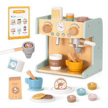 OOOK 2-in-1 Kids Wooden Coffee Machine Toy, Wooden Kitchen Toys Play Food