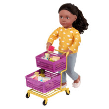 Our Generation Toy Shopping Cart, At the Market Grocery Playset Doll