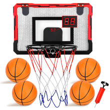 Basketball Hoop Indoor, Mini Basketball Hoop for Kids Wall Mounted with 4 Balls and Electronic Scoreboard, Gifts for Girls Boys Age 3-12 Years