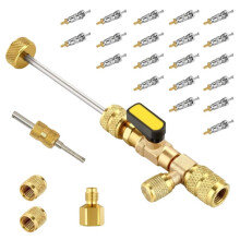 AC Valve Core & Stem Quick Replacement Tool Kit for Both 1/4" and 5/16" with Installer/Remover Wrench