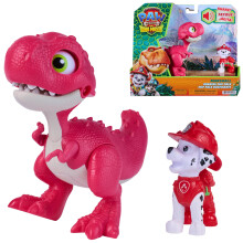 Paw Patrol: The Dino Movie, Marshall Roaring Pup Pals, Includes Articulated 10,1 cm Rhubarb Dinosaur Toy with Activated Sounds and Marshall Action Fi