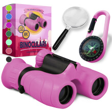 Promora Binoculars for Kids, Set with Magnifying Glass & Compass