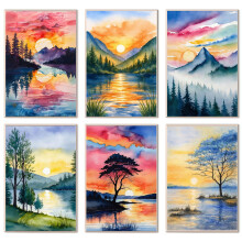 Sunset Landscape 6 Pack Paint by Numbers for Adults Beginner 8X12 IN