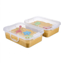 Relaxdays Sandpit with Lid - Plastic Kids Indoor Set, 8x38x25 cm, Small Transparent