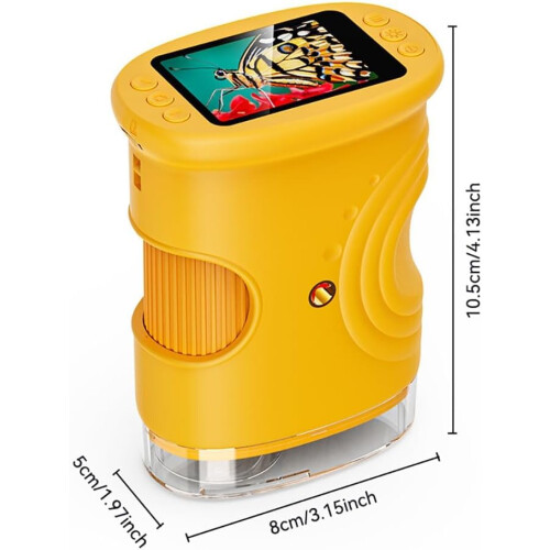 1000x Handheld Digital Microscope for Kids with 5 Slides - Portable Mini Microscope with 2" IPS Screen, 1080P Camera, LED Light 2
