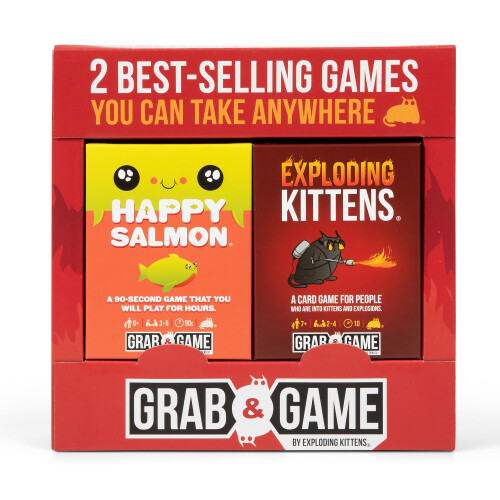 Exploding Kittens Exploding Kittens + Happy Salmon Travel Bundle, 2-5 Players, Age 7+, 1