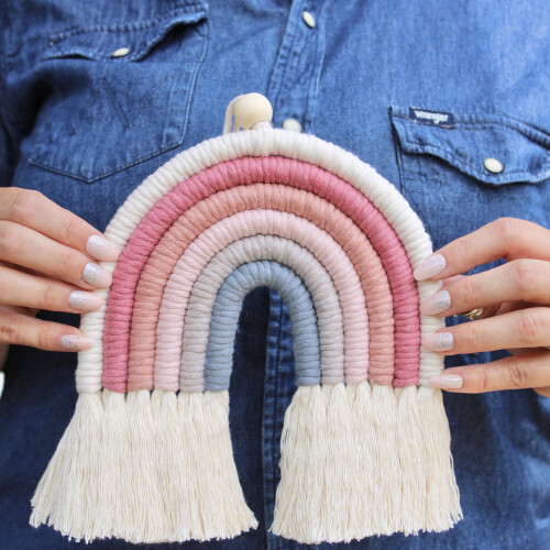 Piglet&Chestnut Beginner Macrame Rainbow Kit for Adults - DIY Craft Kit Modern Pinks
