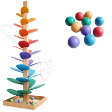 Montessori Sound Tree 73cm, Marble Tree, Wooden Marble Run with 10 Rainbow Balls, 6 Colorful Sound Tree for Kids 3+ Years Old Girls and Boys