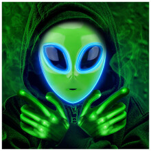 Tanganan LED Alien Mask for Adult,Halloween LED Light up Mask 3 Modes Lighted Face Mask for Festival Cosplay Halloween Costume