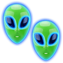 Tanganan LED Alien Mask for Adult,Halloween LED Light up Mask 3 Modes Lighted Face Mask for Festival Cosplay Halloween Costume