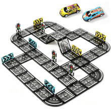 52PCS Magnetic Tiles Road Set with Cars, Magnetic Building Blocks for Kids