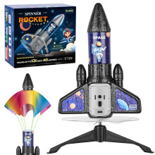 Teoryoeer Rocket Launcher for Kids - Electric Rocket with Parachute & LED Lights, Launch Up to 200ft, Rechargeable Auto-Launch Space Rocket Toy