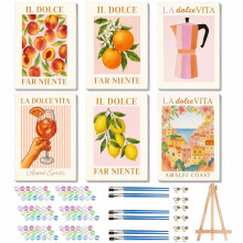 YALKIN 6 Pack Paint by Numbers Kits for Adults with Framed, Painting by Number Kits On Canvas,DIY Color Oil Painting Acrylic Paints,Home Wall Decor