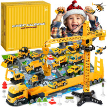Advent Calendar 2026 Car Construction Vehicles for Kids 24 Days Alloy Engineering Cars Toy Set Stocking Stuffer with Plus a Play Mat Christmas