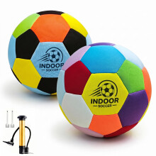 2 Pack Size 4 Soft Indoor Football with Pump, Lightweight Training Football Set for Kids 6-12, Safe Dribbling Practice Ball for Home & Garden