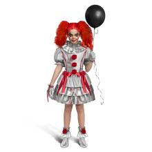 Spooktacular Creations Girls Clown Costume, Evil Clown Dress, Scary Jester Costume for Girls Halloween Dress Up, Role Play, Cosplay Party-L