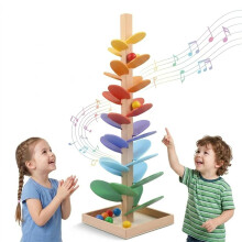 Montessori Sound Tree 71cm Wooden Musical Tree with 10 Colourful Balls