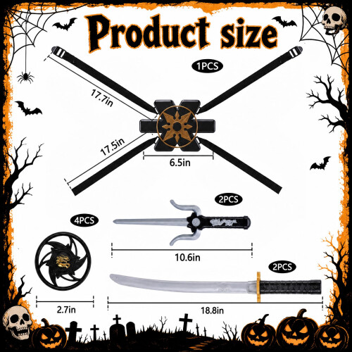 9 Pcs Ninja Swords - Ninja Costume Accessories Weapon with Back Strap 1