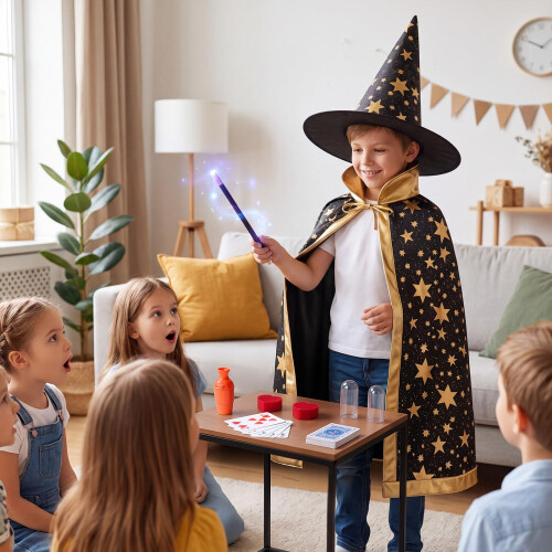 Magic Kit for Kids, 30 Magic Tricks Set with Magician Cape&Hat 2