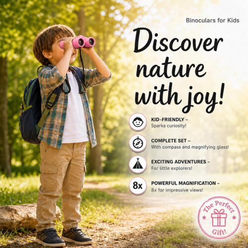 Promora Binoculars for Kids, Set with Magnifying Glass & Compass 1