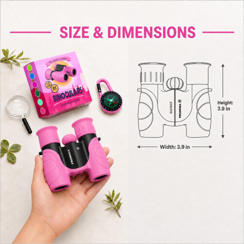 Promora Binoculars for Kids, Set with Magnifying Glass & Compass 2