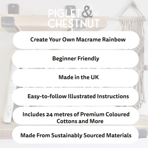Piglet&Chestnut Beginner Macrame Rainbow Kit for Adults - DIY Craft Kit Modern Pinks 2