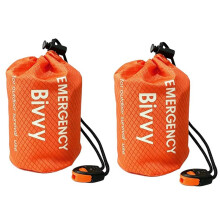 2er-Pack Notfallschlafsack, Biwaksack Aus PE-Aluminiumfolie mit Pfeife, für Camping und Wandern, Orange