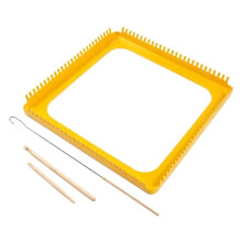 Square Knitting Kit - DIY Weaving Tool with Hook for Scarves, Hats, Crafts - Beginner Friendly