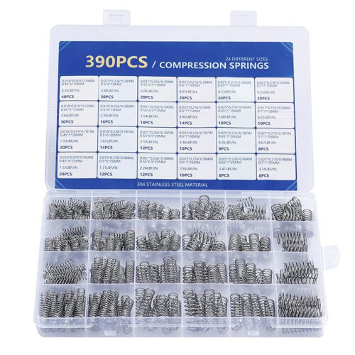 Compression Springs Assortment Kit, 390 Pcs 24 Different Sizes Stainless Steel Springs, Spring Assortment
