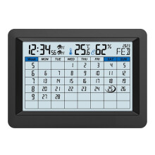 Storskärm Multifunktionell Elektronisk Kalender Dubbel Väckarklocka Inomhus Termometer Hygrometer Datum Veckoscheman
