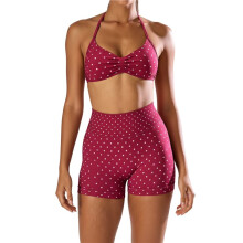 Women'S Polka-Dot Halter Top & High-Waist Shorts 2-Piece Outfit Set Red Polka Dots S