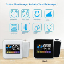 LED Rotating Projection Clock-Digital Color Display Alarm Clock with Projection & Decorative LED Screen for Home B