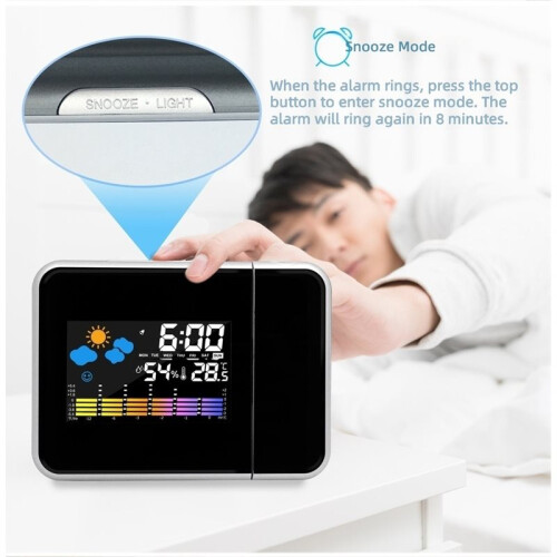 LED Rotating Projection Clock-Digital Color Display Alarm Clock with  Projection & Decorative LED Screen for Home B 2