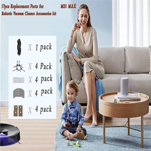 (17 Pack) MS1 MAX Replacement Parts Compatible for MONSGA MS1 MAX Robot Vacuum 1